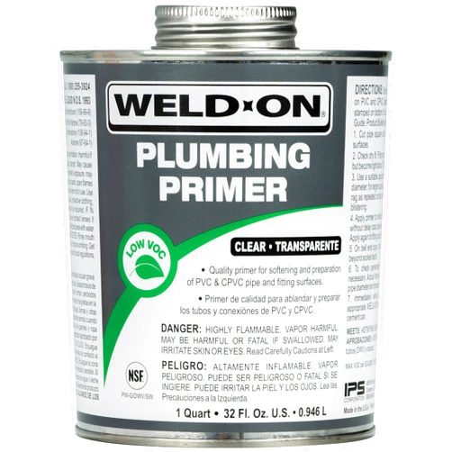 Weld-On 14030 Plumbing PVC/CPVC Primer - Fast Acting and Low VOC, Clear, 1 Quart (32 fl oz)