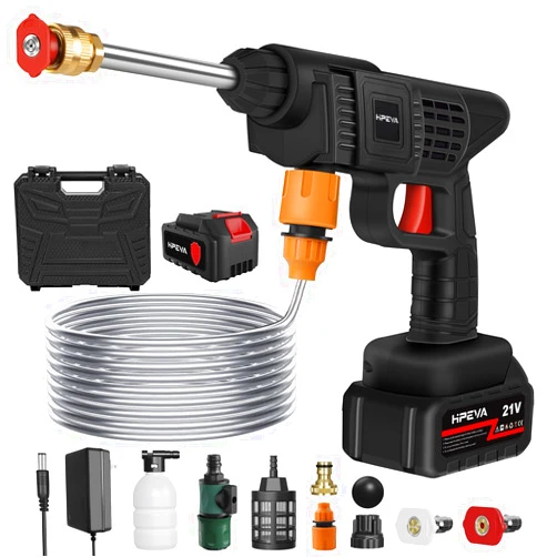 HPEVA Cordless Portable Power Washer - 452PSI Battery Powered Pressure Washer,1.3GPM Handheld Pressure Washer Gun with Nozzles,Rechargeable High-Pressure Car Washer Gun for Car Washing/Home/Floor
