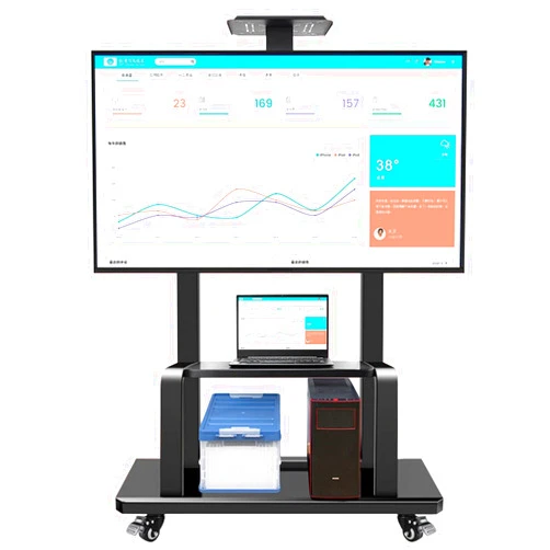 HWFF Universal Tall Floor TV Stand for 50 55 65 70 75 Inch TV Screen, Universal Rolling TV Cart with Storage Shelf & Wheels for Bedroom/Living Room, Black