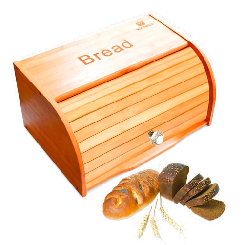 Generic Bamboo Bread Box with Roll-Top Lid – Wooden-Style Countertop Bread Storage Container for Homemade Bread, Rolls, Muffins, & Snacks Eco-Friendly Kitchen Organizer for Lunch & Clutter-Free Counters