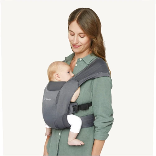 Ergobaby Embrace Cozy Newborn Essentials Baby Carrier Wrap (7-25 Pounds), Soft Air Mesh, Washed Black