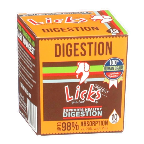 Licks Pill Free Dog Digestion - Dog Gut Health and Gas Relief - Bloating Relief and Digestion Supplement for Dogs - Dog Health Supplies - Gel Packets - 10 Use