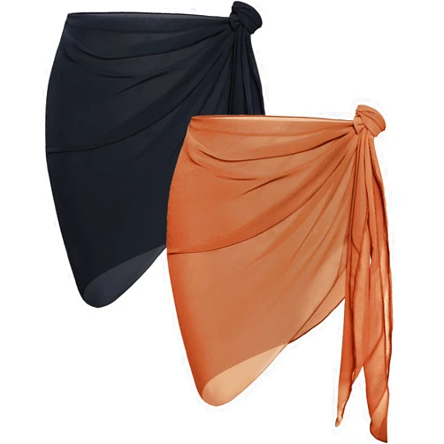 CHICGAL 2 Pieces Women Beach Sarong Bathing Suit Wrap Skirt Sheer Bikini Swimsuit Cover Ups for Swimwear