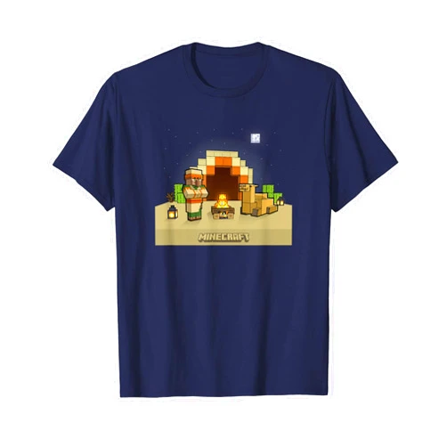 Minecraft Vanilla Villager & Camel Desert Fireplace At Night T-Shirt