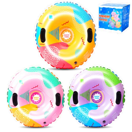 PAZIONMI Snow Tubes, Snow Tubes Sleds for Sledding Inflatable Snow Tube, Thickened Heavy Duty Sleds for Winter with Handles, Snow Toys, Winter Outdoor Sports Toys,Snow Sleds for Family Activities 3 Set