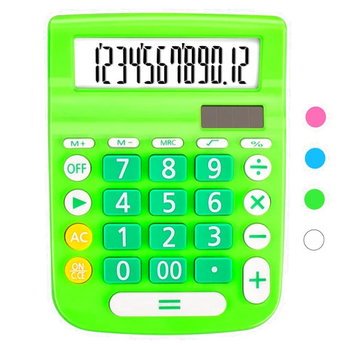 SPLAKS Calculators Desktop, Large Display Big Button, Solar and Battery Dual Power, 12 Digit Small Basic Standard Functional Calculator Cute for Office, Home, School (Green)