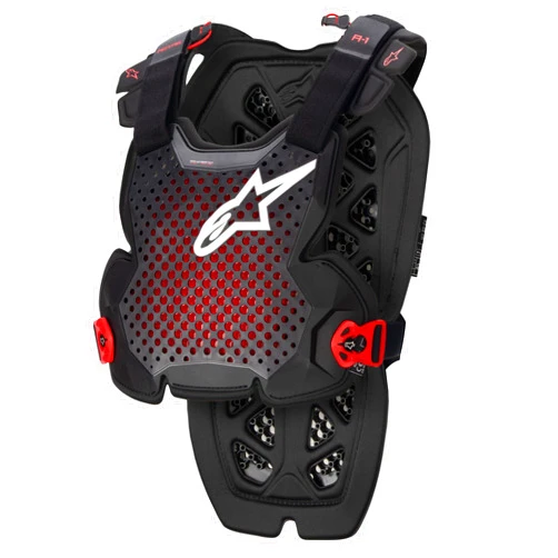 Alpinestars 6700123-1431-M/L: A-1 Chest Protector Anthracite/Black/Red Md/Lg