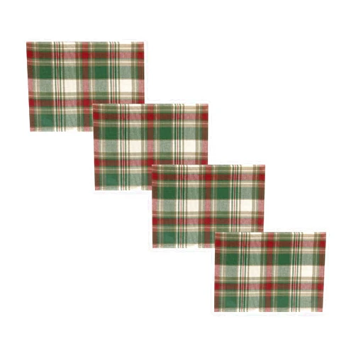 Trends Collection Christmas Cottage Plaid Cotton Weave Holiday Tablecloths (Set of 4 Placemats)