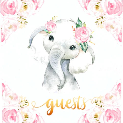 Hummingbird Book Publishing Baby Shower Guest Book Girl: Elephant Original Watercolor Cover | Unique Sign-in Keepsake Interior with Advice for Parents, Wishes for Baby's Future, Plus Bonus Gift Log