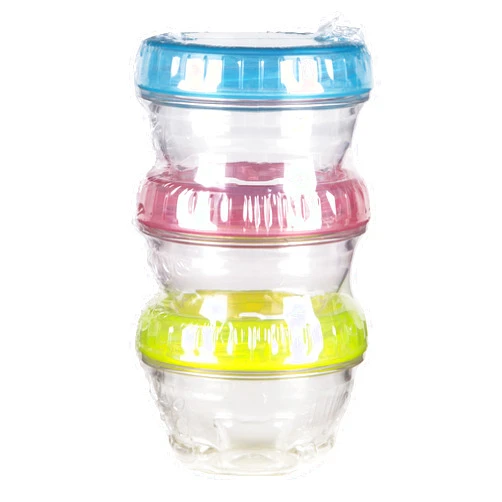 ArtBin 6940AD Twisterz 3-Pack, Art & Craft Organizers, 1.4 Fluid oz, [3] Interlocking Plastic Storage Jars, Clear with Multicolored Lids, Small/Short, Multi Colored, 3 Piece