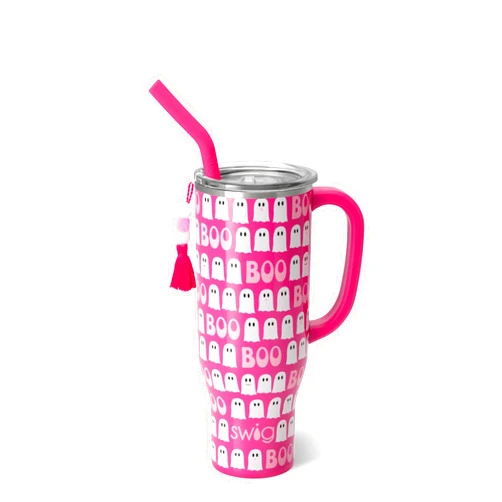 Swig Life 30oz Mega Mug, 30oz Tumbler with Handle and Straw, Large Insulated Tumblers, Cup Holder Friendly Travel Mug, Stainless Steel 30 oz Tumbler, Reusable Insulated Water Bottle (Faboolous)