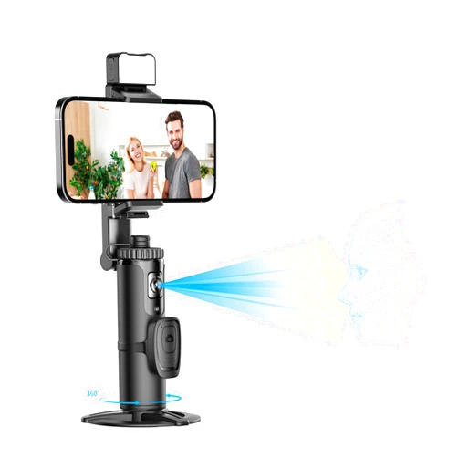 LYSOATUR Auto Face Tracking Tripod 360° Rotating Auto Tracking Phone Holder with Remote and Gesture Control,No App, for Live Video Recording Tiktok Live Vlog Streaming Video,Rechargeable Battery