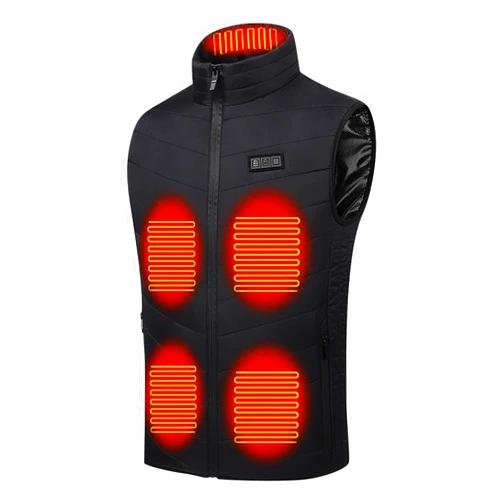 Generic Solid Winter Vest Pocket Coat Thick Tops Men Padded Jacket Vest Heated Cotton Warm Men's Coats Material Jacket