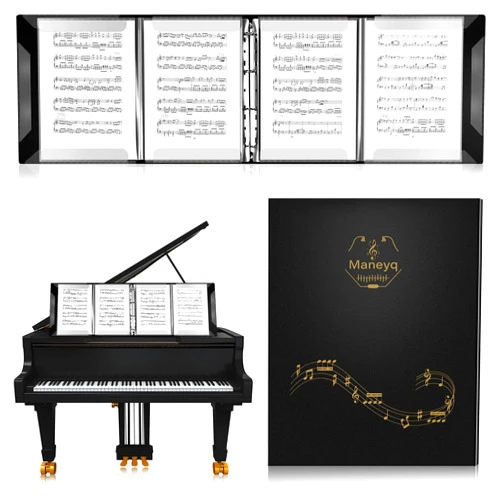 Chinco Sheet Music Folders, Store 4 Pages Expand A4 Size 52 Pockets, Black Choir Folder Piano Music Folder Organizer Writable Spiral Binder Organizer for Holding Sheet Music and Storing Files