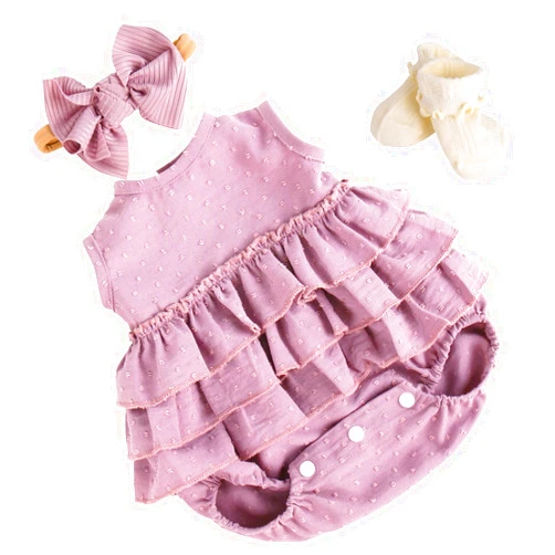 Aori Lifelike Baby Dolls Clothes 20 Inch Purple Dress Clothing Set for 17-20 in Realistic Newborn Doll Girls