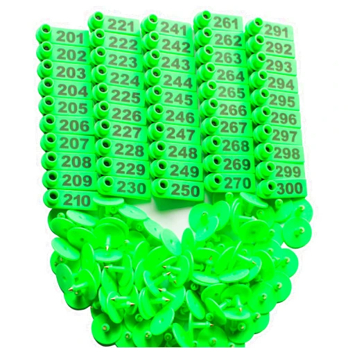 GoldPaddy 201-300 Number Plastic Tags Livestock Animal Ear Tag for Marking Pigs Cattle Sheep(Green)