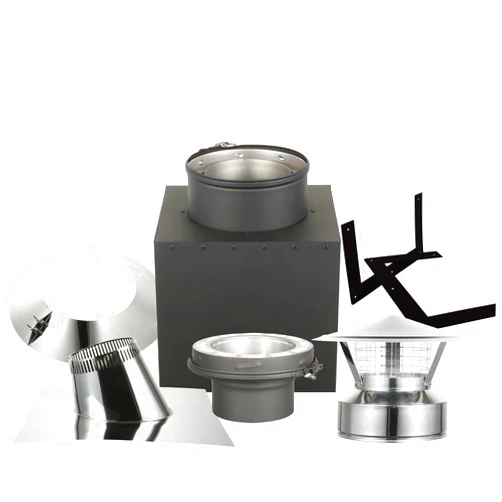 AllFuel HST Cathedral Ceiling Kit with Spark Guard Chimney Cap for 6