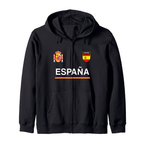 Spanish National Pride Spain Tees Espana Sport/Soccer Jersey Tee Flag Football Madrid Zip Hoodie