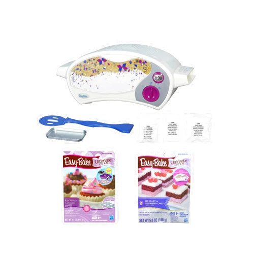 Easy Bake Oven Star Edition + Red Velvet Cupcakes + Red Velvet and Strawberry Cakes Refill. Set of 3 Items