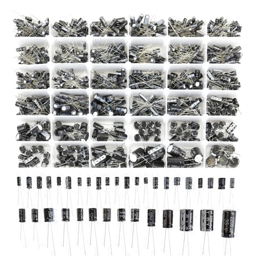 Cermant 960Pcs 36 Values Aluminum Electrolytic Capacitor Assortment Box Kit Range from 0.1uF to 2200uF 10V 16V 25V 35V 50V Aluminum Capacitors Set