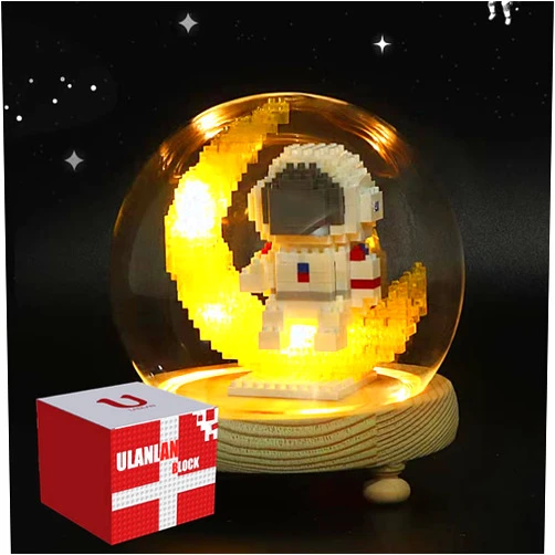 My Pet Elephant Generic Building Blocks Astronaut Model with Light STEM Building Toy, Micro Blocks for Kids or Adult Gifts, Spaceman on The Moon Mini Blocks Set DIY Bricks Toys (LED Version+Space Capsule)