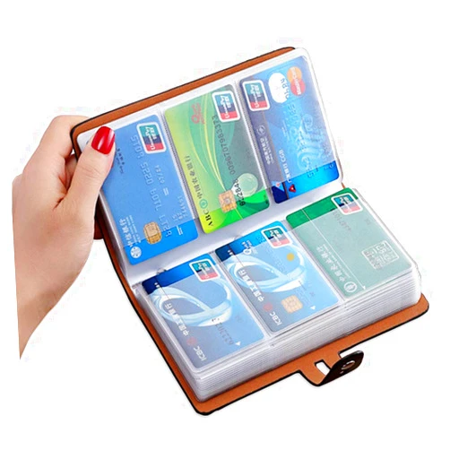 Romozi RFID Credit Card Holder, Leather Business Card Organizer with 96 Card Slots, Credit Card Protector for Managing Your Different Cards and Important Documents to Prevent Loss or Damage (Black)