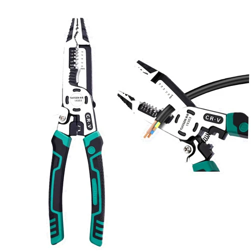 Groword 10-in-1 Wire Stripper Tool,Wire Strippers,Cable Cutters,CR-V Multifunctional Plier with Wire Stripper Crimper Side Cutter, Shearing,Screw Gripping Pliers for Electric Cable