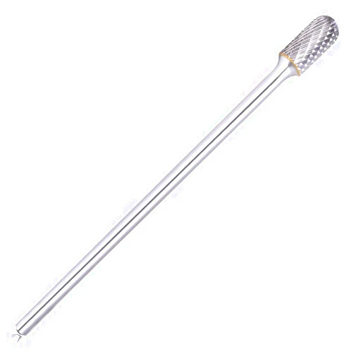 TJATSE Extra Long Shank Carbide Burr SC-5L6 Tungsten Rotary File Double Cut Die 1/2 Inch Head Cutter Cylinder Ball, 1/4 Inch Diameter 6 Inch Long Shank, for Die Grinder Drill Bit