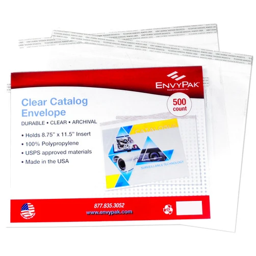 EnvyPak Branded Horizontal Catalog Envelope with Permanent Tape - Clear Envelope - USPS Approved Materials