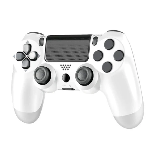 Tiiroy Wireless Controller for PS4/PC, Gamepad Remote Joystick for PS4/Pro/Slim Game Console with 1000 Rechargeable Battery, Double Vibration & Audio Function (White)