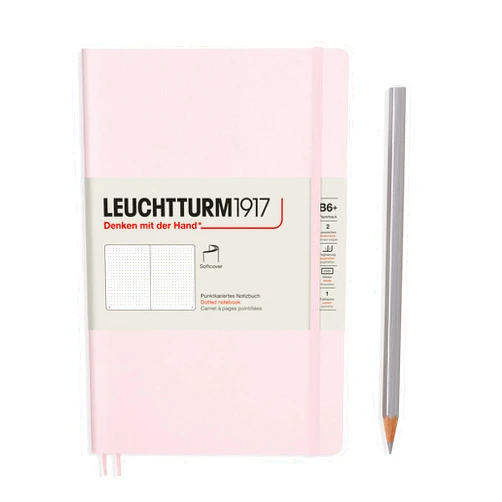 LEUCHTTURM1917 - Notebook Softcover Paperback B6+ - 123 Numbered Pages for Writing and Journaling (Dotted, Powder)