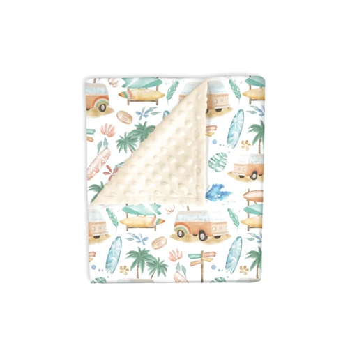 EyMzcod Minky Baby Blanket for Girls Summer Beach Surf, Hawaiian Ocean Tropical Soft Lightweight Double Layer Dotted Backing Receiving Blankets, Newborn Infant Toddler Nursery Crib Bedding 30 x40