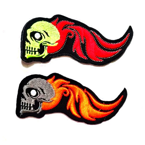 NiPitShop Skull Patch Nipitshop Patches Set 2 Skull Flame Ghost Skull Skeleton Bone Day of The Dead Patch Skull Flame Fire Ghost Monster Rider Biker Clothes Backpacks T-Shirt Jeans Skirt Vests Scarf Hat Bag