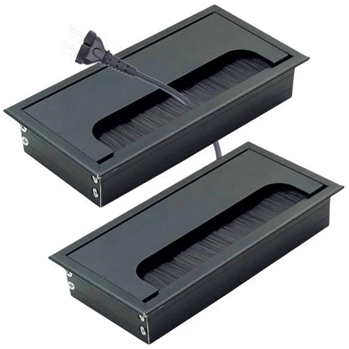 Veesper 2PCS Rectangular Desk Grommet, 6x3 Inch Aluminium Alloy Desk Cable Hole Cover, Wire Management Grommet for Office Equipment, Computer Speakers & Furniture