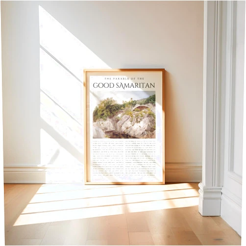 Custom Luke 10:25-37, The Parable Of The Good Samaritan, The Good Samaritan Print, Parable Print, Vintage Christian Wall Art, Bible Verse Print Unframed #131