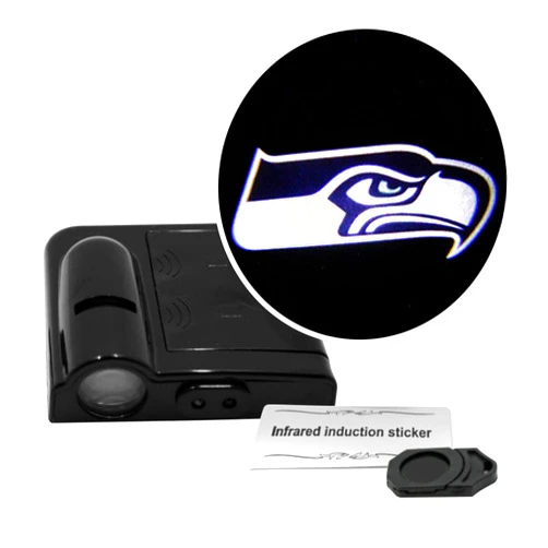 Sporticulture NFL American Football Seattle Seahawks - Led Car Door Light - Wireless Led Projector with One Team Logo Slide - Compatible for Most Car Models - Battery-Operated, 2.5” x 2.5”