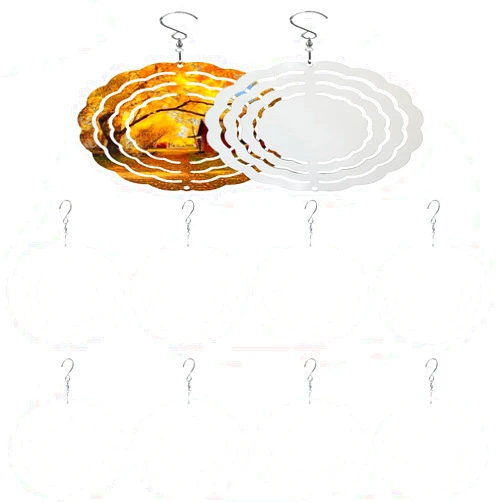 KAIGOTOQIGO 10 Pcs Sublimation Wind Spinner Blanks Double Sided Printable DIY Sublimation Wind Spinner 3D Metal Hanging Wind Spinners Decor (10 Pcs, 3 Inche)