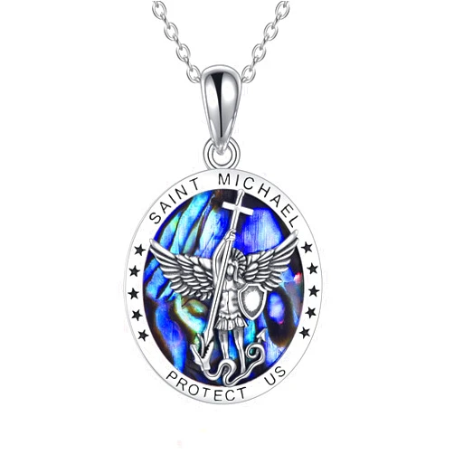 YFN Sterling Silver St Michael/St Christopher/Jesus/Virgin Mary Necklace for Men Women Catholic/Protector/Talisman Michael Archangel Medal Necklace Jewelry 18+2