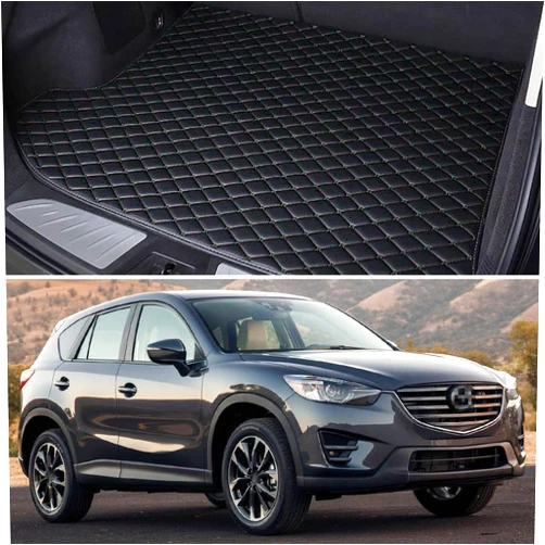 SPEEDLONG Car Trunk Mat Custom Fit Cargo Liner Compatible with 2013-2016 Mazda CX-5 - All Weather & Season Cargo Mat - (Black with Black line)
