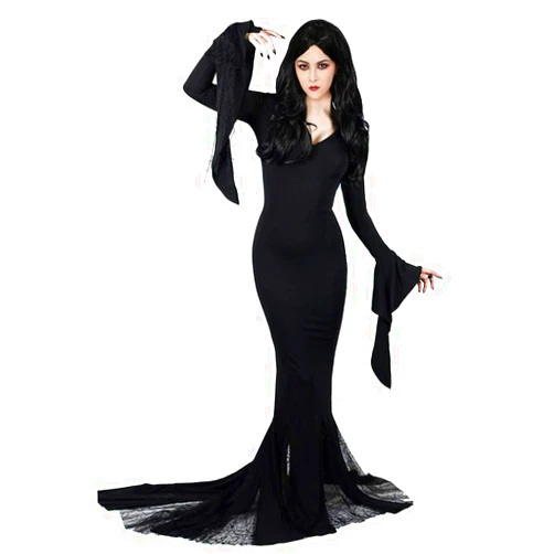Cosplay.fm Women's Vintage Gothic Long Dress Witch Style Black Dress Halloween Cosplay Costume Dress