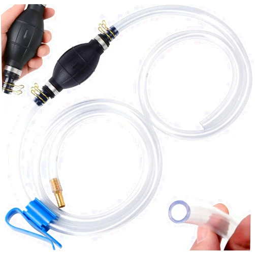 BBjinronjy Siphon Pump for Gasoline Gas Oil Fuel Petrol Diesel Fluid Water Fish Tank,Manual Hand Pump 1 Transfer Pump with 2 Durable PVC Siphon Hoses (15mm) with Hose Clip,Metal Buckles,Brass 1