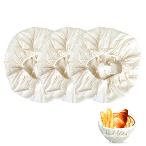 CAPHONT 3 Pack Bread Basket Liner Cloth, Baking Dough Basket Cover Round Brotform Liner Baking, Natural Rattan Banneton Proofing Cloth for Bakery Home Baking, 10 inch