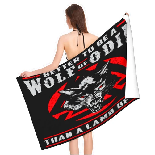 Gizmac Viking Odin Wolf Nordic Norse Microfiber Bath Towel, Absorbent and Quick-Drying Beach Towel for Men and Women. Suitable for Swimming, Bathing.