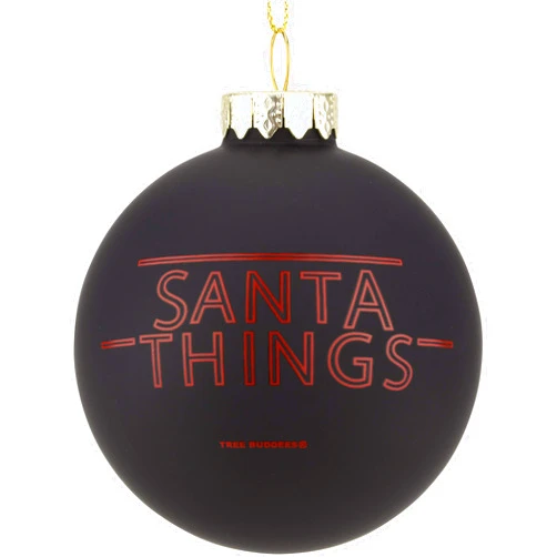 Tree Buddees Santa Things - Funny Stranger Things Parody Glass Christmas Ornament