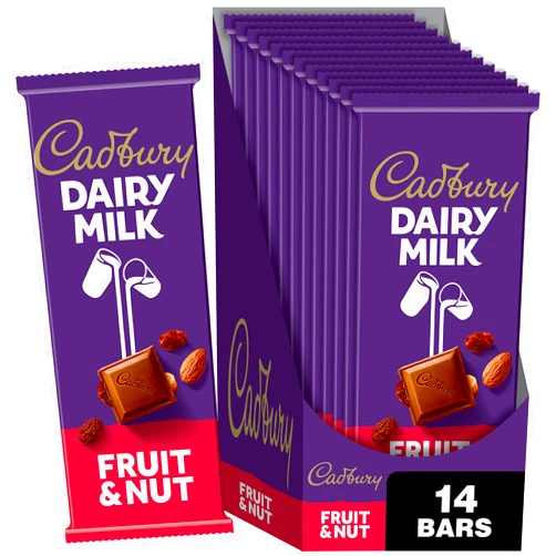 CADBURY DAIRY MILK Fruit & Nut Milk Chocolate Candy Bars, 3.5 oz (14 Count)