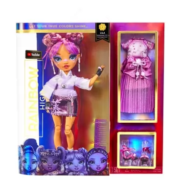 Rainbow High Lila Yamamoto- Mauve Purple Fashion Doll. 2 Designer Outfits to Mix & Match with Accessories, Great Gift for Kids 6-12 Years Old and Collectors