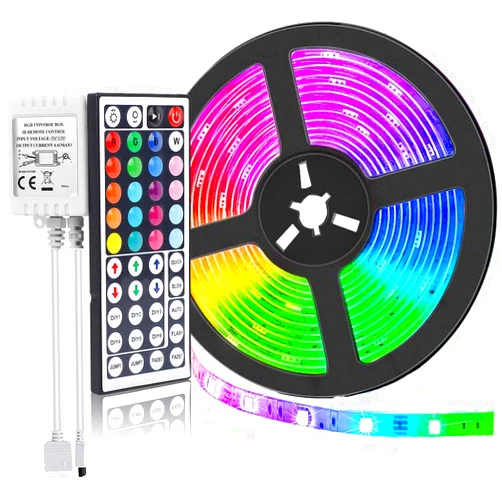 SUPERNIGHT LED Strip Lights 16.4FT SMD 5050 Waterproof 300LEDs RGB Flexible LED Light Strip Rope + 44Key IR Remote Controller for Bedroom TV Backlight Christmas (Not Include Power Adapter)