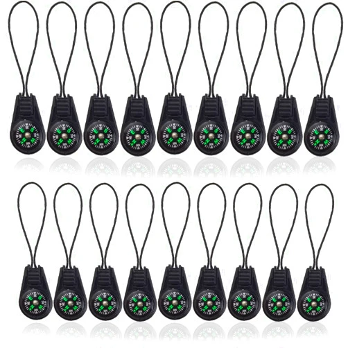 NSBELL 25PCS Mini Survival Compass Zipper Pull Slider Outdoor Camping Hiking Pocket Compass Liquid Filled Compass for Emergency Survival Kits Watchband Paracord Bracelet Necklace Key Chain
