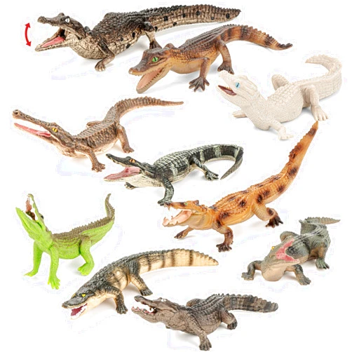 THINKBAY 10PCS Crocodile Toys, Realistic Alligator Animal Toys for Kids, Include White Caiman, Crocodile, Alligator Figurines Cake Toppers Birthday Gift Party Favors for Boy