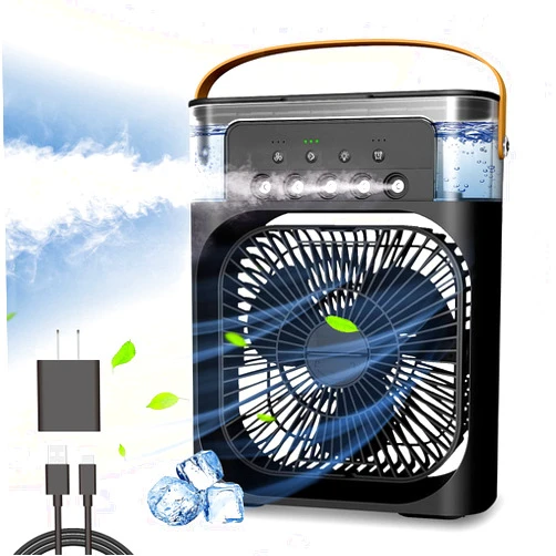 NTMY Personal Air Cooler, Portable Air Conditioner Fan, Mini Evaporative Cooler with 7 Colors LED Light, 1/2/3 H Timer, 3 Wind Speeds and 3 Spray Modes for Your Desk, Nightstand, or Coffee Table